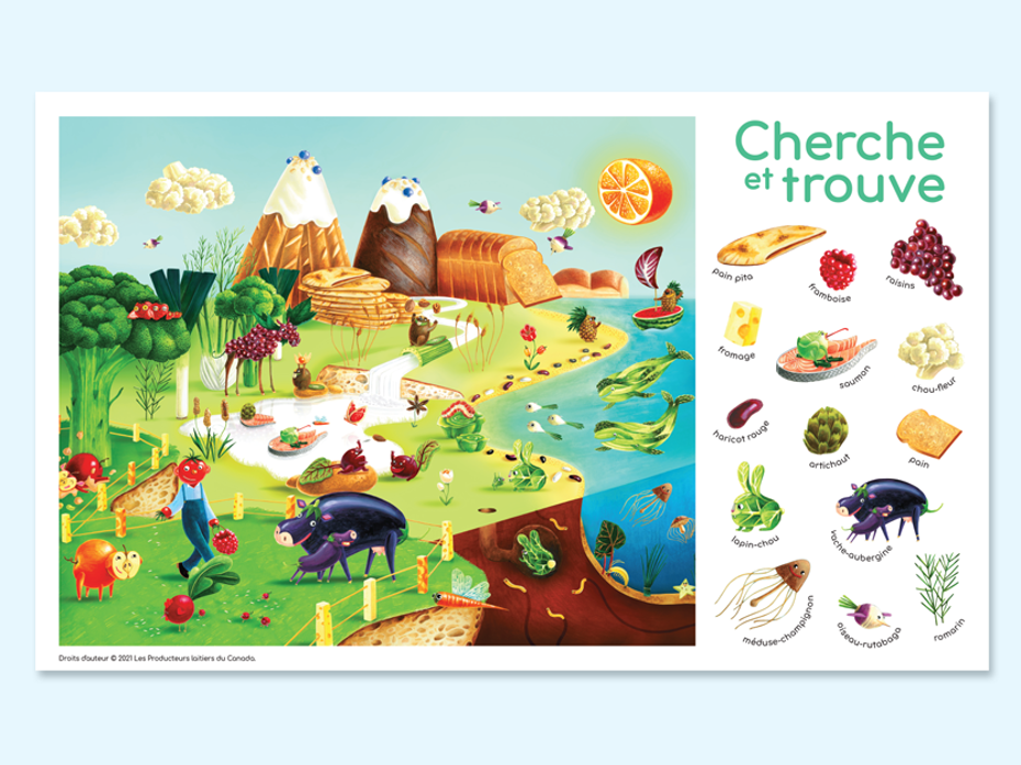Jeux de cherche et trouve - Paysage fait d'aliments