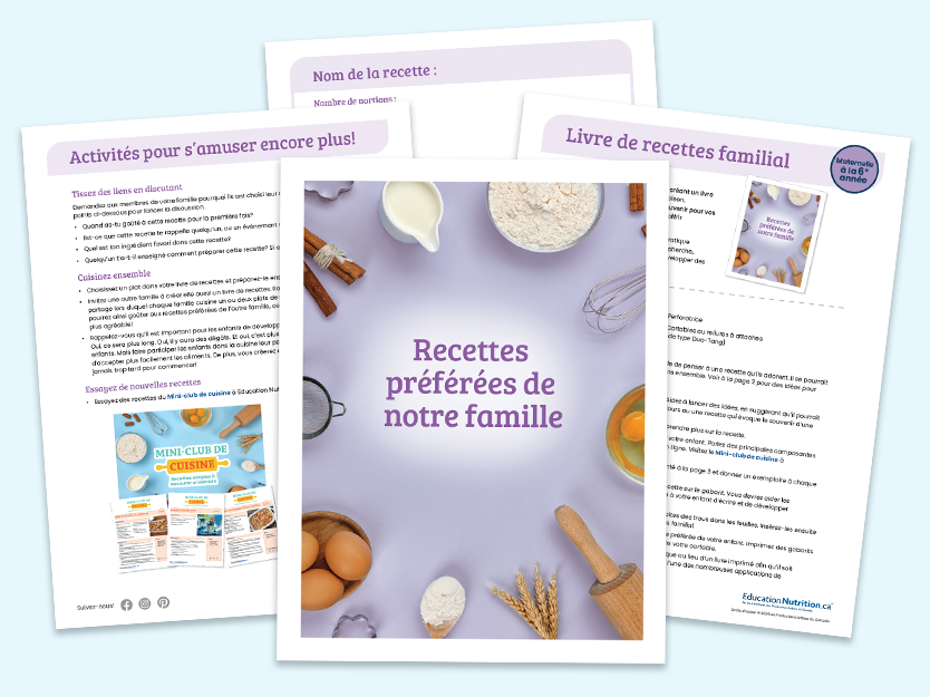 Feuilles d'activités du livre de recettes familial