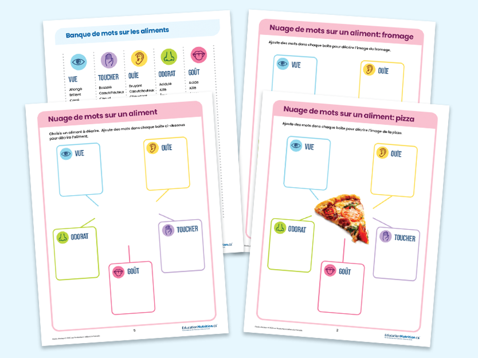 Jeu sur les aliments- feuilles d'activités