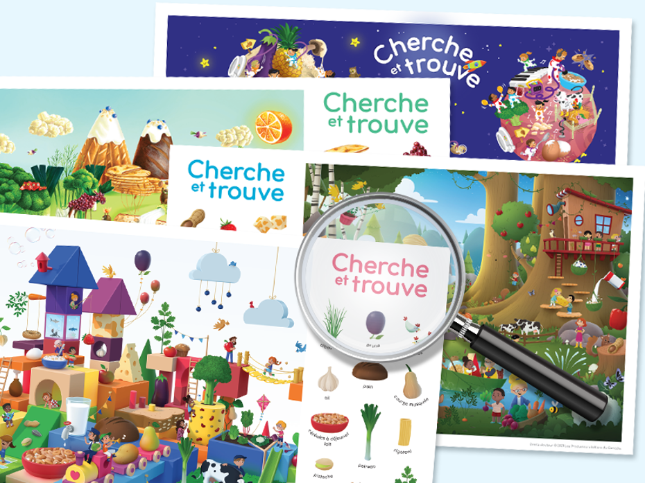 Jeux de cherche et trouve avec des aliments