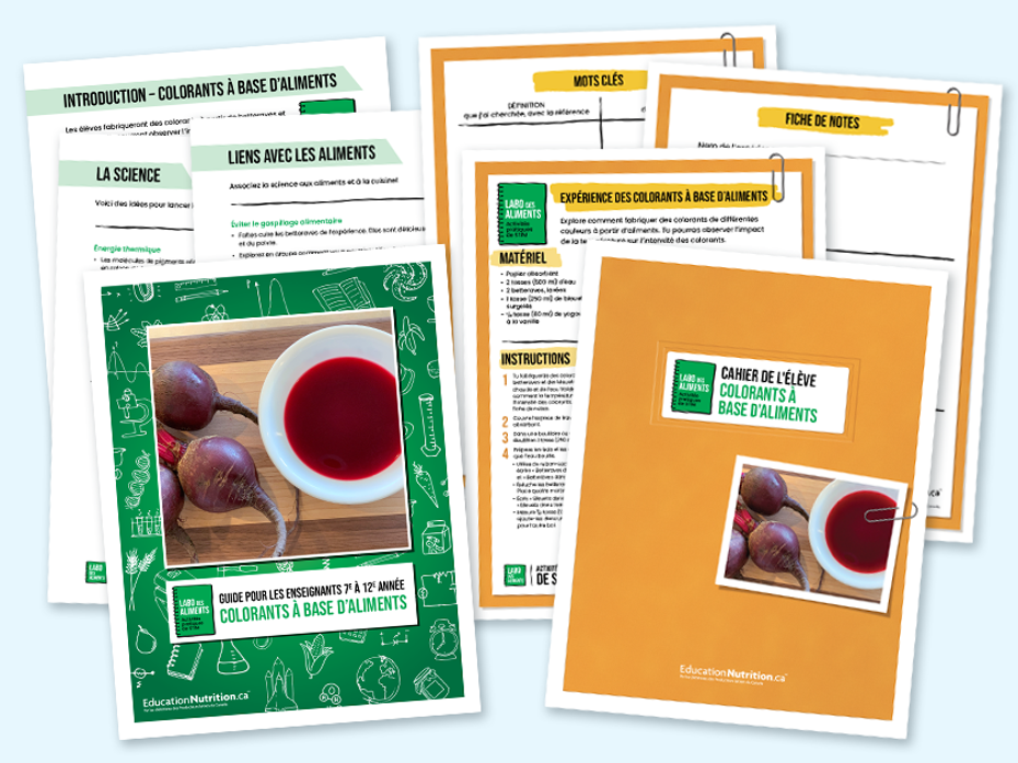 Colorants à base d’aliments  - Programme Le labo des aliments - Instructions et activités 7e à 12e année - STIM